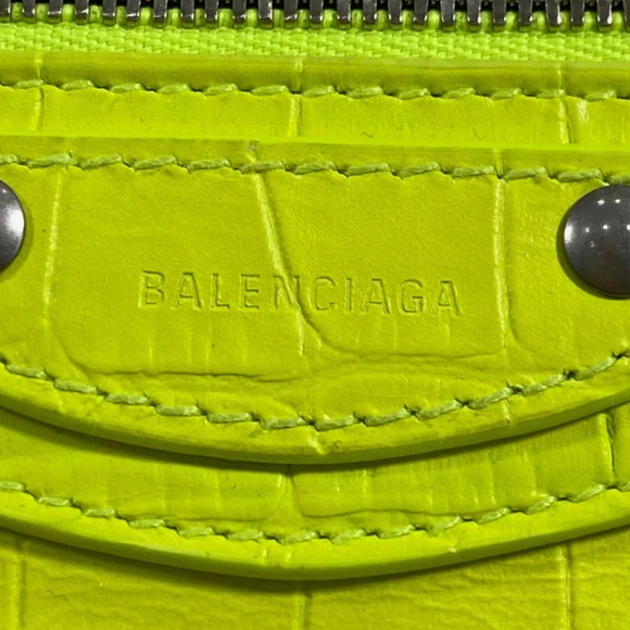 Authentic Pre-Owned Balenciaga XS Neon Classic Croc-Embossed Hobo - Picture 2 of 15